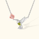 Collar personalizado Colibrí con Flor de Nacimiento y Piedra de Nacimiento para Regalos de Joyería del Día de la Madre
