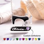 Personalizada piedra de nacimiento y flor de nacimiento collar de la máquina de coser de regalo para la madre