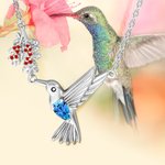Collar personalizado Colibrí con Flor de Nacimiento y Piedra de Nacimiento para Regalos de Joyería del Día de la Madre