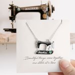 Personalizada piedra de nacimiento y flor de nacimiento collar de la máquina de coser de regalo para la madre