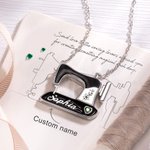 Personalizada piedra de nacimiento y flor de nacimiento collar de la máquina de coser de regalo para la madre