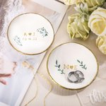 Bandeja personalizada para joyas con rama de olivo y ramo de flores