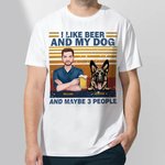 T-Shirt en Coton Unisexe Personnalisé avec Noms Motif Humain et Chien Cadeau pour Famille Amoureux de Chien