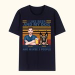 T-Shirt en Coton Unisexe Personnalisé avec Noms Motif Humain et Chien Cadeau pour Famille Amoureux de Chien