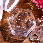 Personalised Hexagonal Acrylic Engraved Ring Box for Wedding Ceremony Proposal