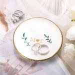 Bandeja personalizada para joyas con rama de olivo y ramo de flores