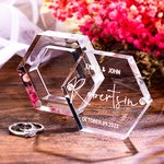 Personalised Hexagonal Acrylic Engraved Ring Box for Wedding Ceremony Proposal