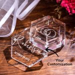 Personalised Hexagonal Acrylic Engraved Ring Box for Wedding Ceremony Proposal