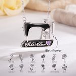 Personalizada piedra de nacimiento y flor de nacimiento collar de la máquina de coser de regalo para la madre