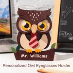 Personalized Wooden Owl Eyeglasses Holder for Desk