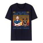 T-Shirt en Coton Unisexe Personnalisé avec Noms Motif Humain et Chien Cadeau pour Famille Amoureux de Chien
