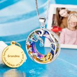 Collier à Personnaliser avec Pierre de Naissance Pendentif Tortue en Argent Sterling et Cristal Cadeau pour Femme