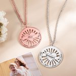 Personalisierte Mitte Herz Form Sonne Strahlen Kreis Anhänger Sterling Silber Halskette