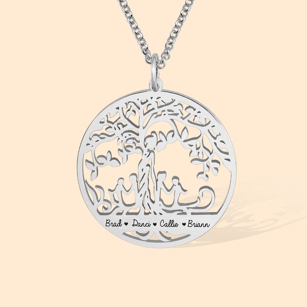 Arbre de vie personnalisé 1-11 Noms Collier de famille pour cadeau de fête des mères