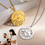 Personalisierte Mitte Herz Form Sonne Strahlen Kreis Anhänger Sterling Silber Halskette