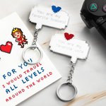 Porte-clés Pixel Dialog personnalisés pour les couples et les amateurs de jeux vidéo
