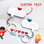 Porte-clés Pixel Dialog personnalisés pour les couples et les amateurs de jeux vidéo