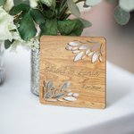 Sous-verres en Bois Personnalisés avec Nom et Date 10pc Dessous de Verre Évidage en Feuilles Cadeau de Mariage pour les Nouveaux Mariés Invités
