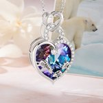 Personalised Mama Baby Bear Necklace with Engraved Names Hearts Pendant Jewellery Adorned with Crystal Birthday Gift for Woman