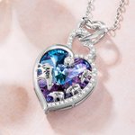 Personalised Mama Baby Bear Necklace with Engraved Names Hearts Pendant Jewellery Adorned with Crystal Birthday Gift for Woman