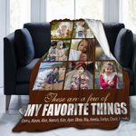 Personalized 9 Photos Collage My Favorite Things Fleece Blanket with Names Mother's Day Birthday Gift for Family Friend