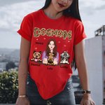 T-Shirt en Coton Personnalisé avec Image Femme et Chien Vêtement Thème DOG MOM Cadeau pour Amoureux de Chien