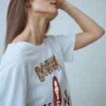 T-Shirt en Coton Personnalisé avec Image Femme et Chien Vêtement Thème DOG MOM Cadeau pour Amoureux de Chien