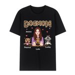 T-Shirt en Coton Personnalisé avec Image Femme et Chien Vêtement Thème DOG MOM Cadeau pour Amoureux de Chien