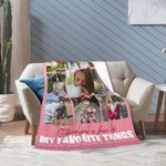 Personalized 9 Photos Collage My Favorite Things Fleece Blanket with Names Mother's Day Birthday Gift for Family Friend