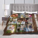 Personalized 9 Photos Collage My Favorite Things Fleece Blanket with Names Mother's Day Birthday Gift for Family Friend