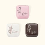 Personalised Leather Birth Flower Travel Jewellery Box with Name Portable Jewellery Case for Women Girls