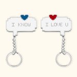 Personalised Pixel Dialog Keychains for Couples and Game Lovers