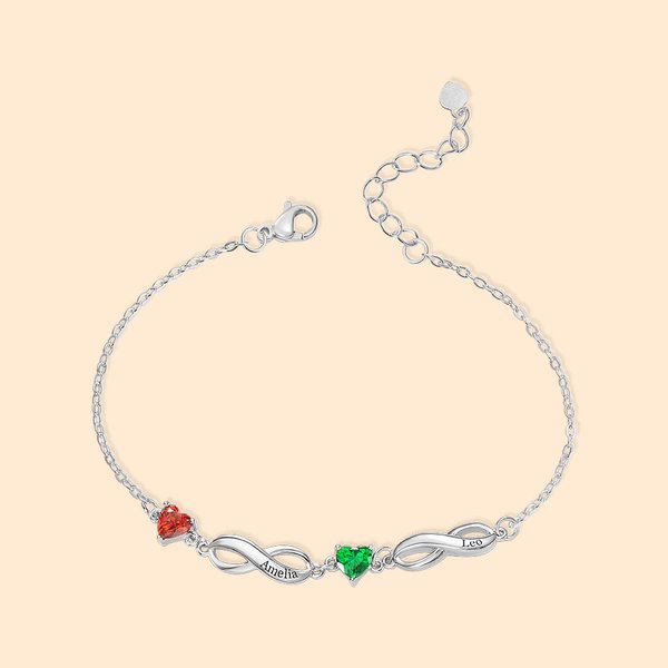 Personalized Birthstone and Name Infinity Bracelet Gift for Mother