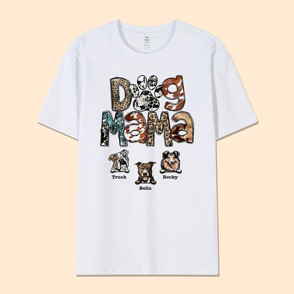Gepersonaliseerd Honden Mama Katoenen T-shirt met Namen 100 Hondenrassen