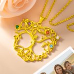 Collier Arbre de Vie Personnalisé avec 1-10 Pierres de Naissance Cadeau Fête des Mères pour Femme Maman Épouse