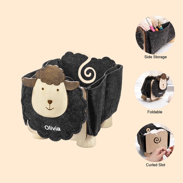 Personalized Sheep Shape Crochet Sewing Storage Organizer Yarn Sewing Tools Accessories Box Birthday Christmas Gift for Tailor Handicraft Lover