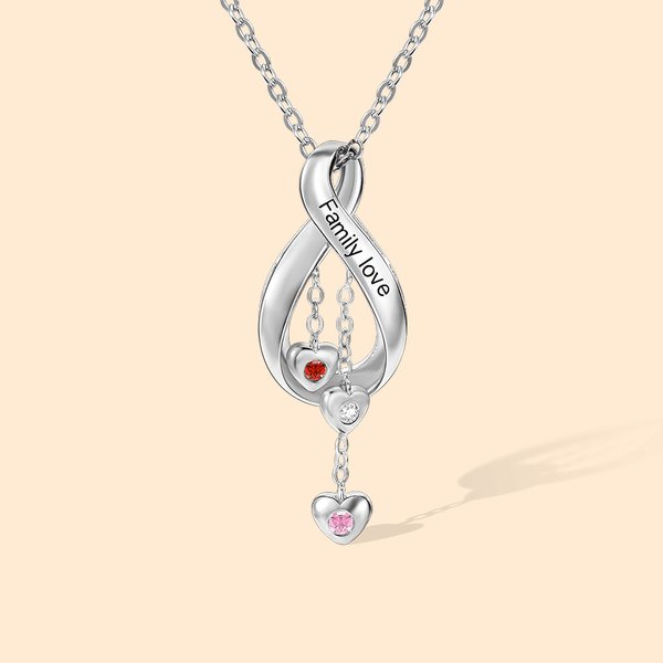 Personalised Family Birthstones Infinity Necklace for Mother's Day Jewellery Gifts