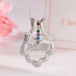 Personalised 1-6 Birthstones Ring Holder Mom Necklace for Mother's Day Gift