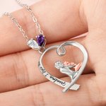 Pendentif Cœur Gravé Personnalisé avec Pierre de Naissance et Texte Cadeau d'Anniversaire pour Maman Enfant