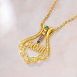 Personalised 1-6 Birthstones Ring Holder Mom Necklace for Mother's Day Gift