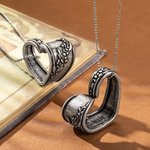 Personalised Floating Heart with Floral Pattern Spoon Vintage Necklace For Women