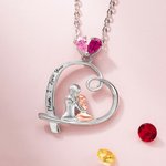 Pendentif Cœur Gravé Personnalisé avec Pierre de Naissance et Texte Cadeau d'Anniversaire pour Maman Enfant