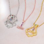 Personalised 1-6 Birthstones Ring Holder Mom Necklace for Mother's Day Gift