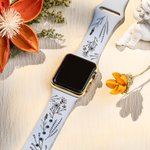 Gepersonaliseerd siliconen bandje voor Apple Watch met wilde bloemen