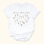 Acuarela familiar personalizada Nacimiento Flores Camiseta Regalo de cumpleaños para la abuela