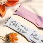 Gepersonaliseerd siliconen bandje voor Apple Watch met wilde bloemen