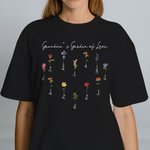 Acuarela familiar personalizada Nacimiento Flores Camiseta Regalo de cumpleaños para la abuela