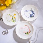Plateau à Bijoux Personnalisé avec Nom et Fleur de Naissance Cadeau Anniversaire Fête pour Femme