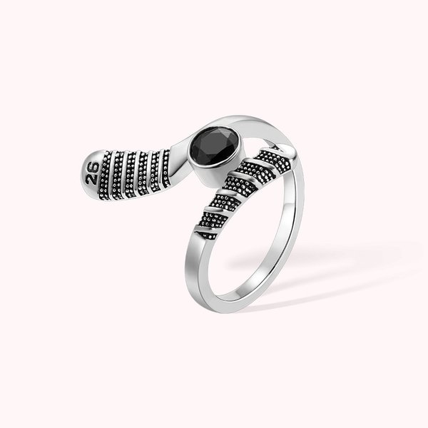 Bague avec Numéro et Pierre de Naissance Personnalisés Bague en Forme de Crosse de Hockey sur Glace Cadeau pour Amateur de Sport Hockey sur Glace