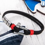 Pulsera de cuerda náutica minimalista personalizada con hebilla de ancla y 1-15 nombres de familia grabados Regalo de cumpleaños del Día del Padre par